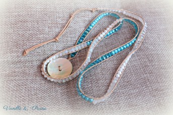 bracelet wrap naturel perles boheme 4m blanches opale turquoise 4 tours5
